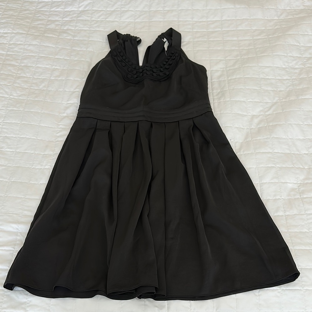 LOFT Black Pleated Halter Cocktail Dress